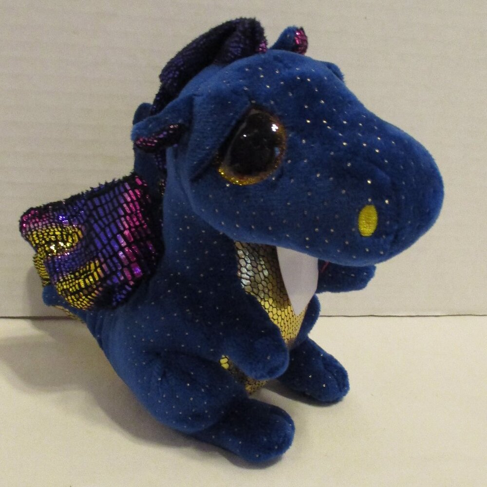 TY Beanie Saffire Blue Purple Yellow Gold Soft Play Animal Dragon Plush